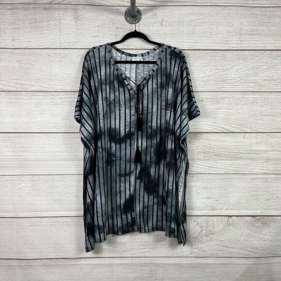 Simple Suzanne Betro Lightweight Striped Oversized Casual Longline Top Size 1X - Picture 1 of 10
